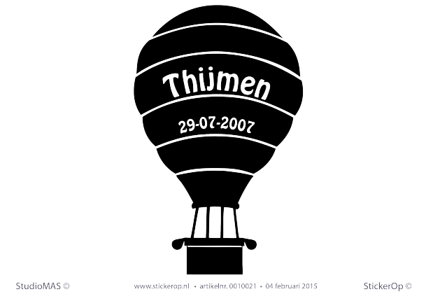Deur-, muursticker luchtballon met eigen tekst muursticker luchtballon