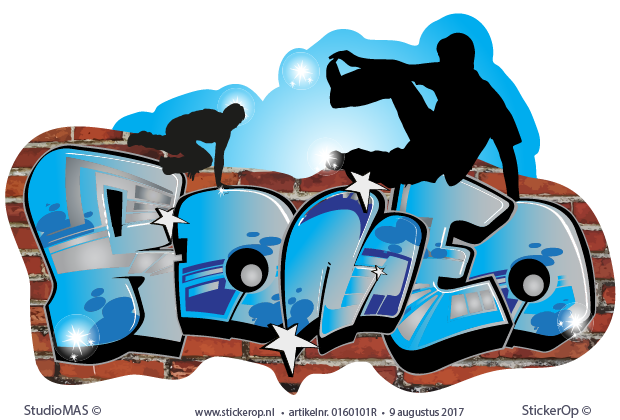 Muursticker graffiti thema sport - free running - Romeo muursticker graffiti sport free running - Romeo