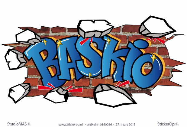 Muursticker full colour Graffiti - Baskio muursticker graffiti Baskio