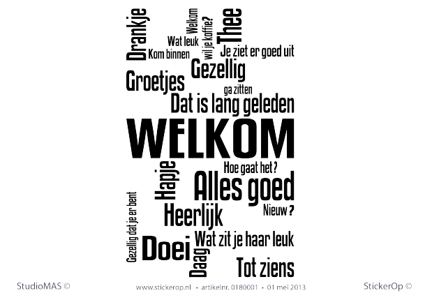 Muurstickers thema muursticker woordenwolk welkom
