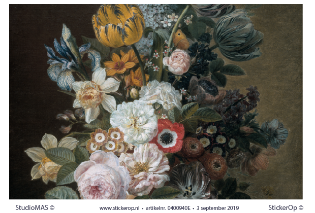 Stilleven met pastel bloemen - eigen uitsnede - Eelke Jelles Eelkema met bloemen-Eelke Jelles Eelkema-eigen maat