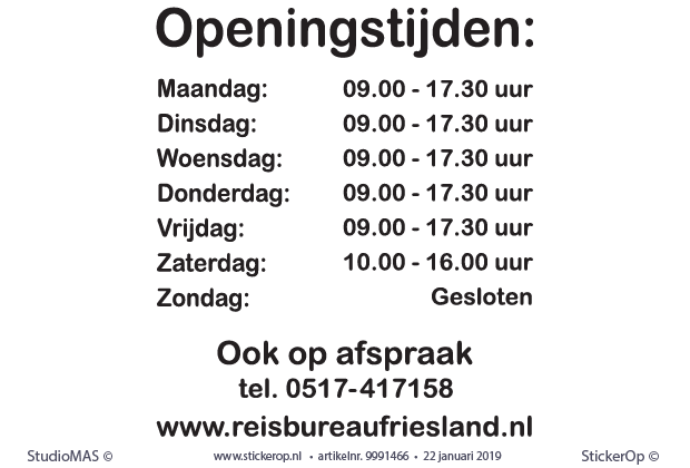 openingstijden - ReisBureau Friesland
