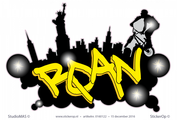 Muursticker graffiti urban biker - Roan muursticker graffiti Urban biker Roan