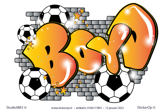 Muurstickers eigen naam in graffiti - voetbal - Boyd