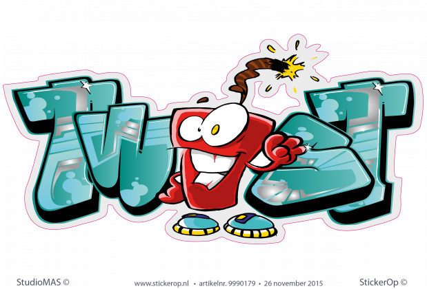 Muurstickers full colour graffiti met zelf aangeleverd plaatje - Twist Graffiti met zelf aangeleverd plaatje