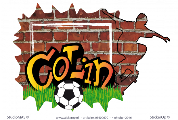 Muursticker full colour graffiti thema sport - Colin muursticker graffiti sportieve Colin