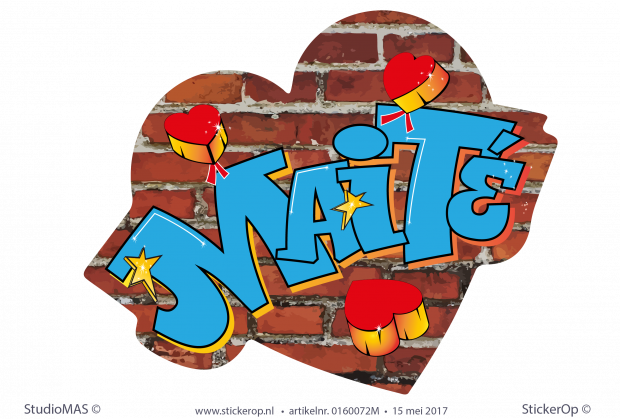 Muursticker graffiti - Maité muursticker graffiti Mait baksteen hart