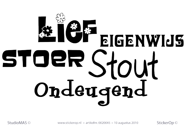 Muurstickers thema muursticker tekst kinderkamer lief stout stoer