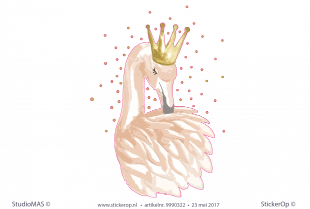 Muursticker van eigen tekening - Sharons flamingo