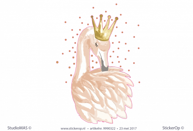 Muursticker van zelf aangeleverde tekening - Sharon's flamingo Muursticker van eigen tekening - Sharons flamingo