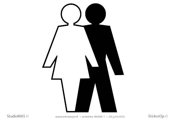 Toiletdeur stickers gemengd toilet vrouw-man deursticker gemengd toilet