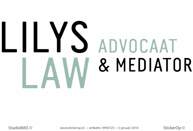Deursticker zakelijk logo - Lilys law muurstickers zakelijk logo Lillys law
