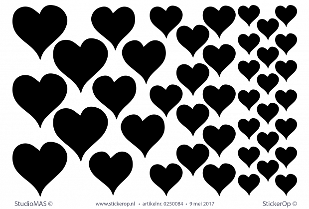 muursticker zelf maken hartjes diverse afmetingen