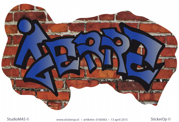 muursticker graffiti stenen muur Jerre