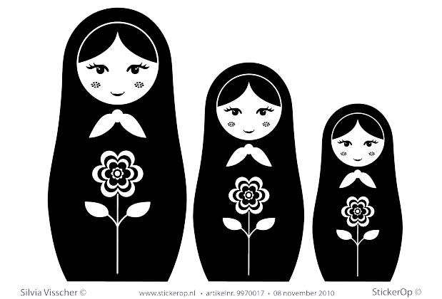 Muurstickers thema muursticker kinderkamer Silvias matroesjka set