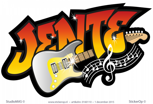 Muurstickers full colour graffiti - muzikaal - Jente muursticker graffiti Jente