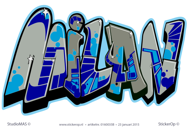 Muursticker eigen naam in Graffiti - Milan muursticker graffiti Milan