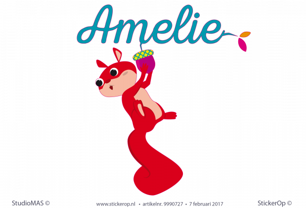 Stoelsticker geboortekaartje Amelie