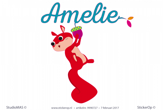 Stoelsticker Amelie Stoelsticker geboortekaartje Amelie
