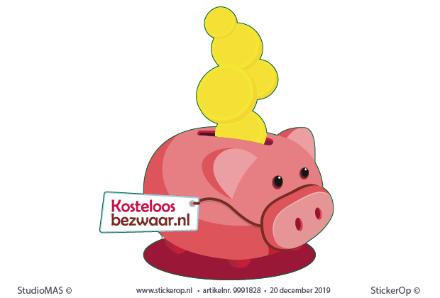 Muurstickers zakelijk gebruik - illustratie spaarvarken - Kosteloos bezwaar zakelijk gebruik - illustratie spaarvarken Kosteloos Bezwaar