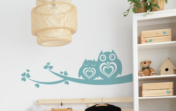 Muurstickers babykamer uiltje knappen hartjes-min