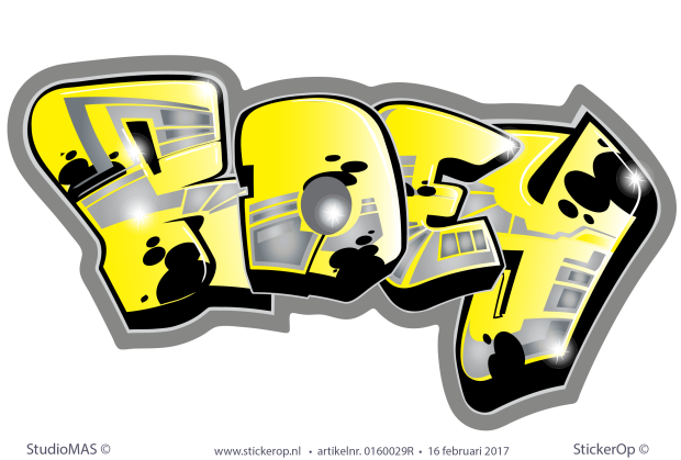 Muursticker full colour graffiti - Roey muursticker graffiti Roey