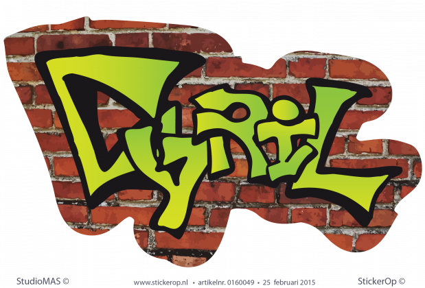 muursticker graffiti stenen muur cyril