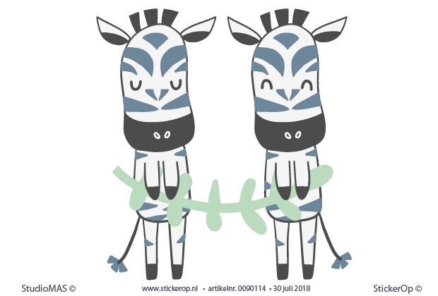Muurstickers wilde dieren tweeling Zebra