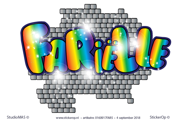 Muursticker regenboog graffiti - Fariëlle muursticker full colour Graffiti vrije hand Farielle