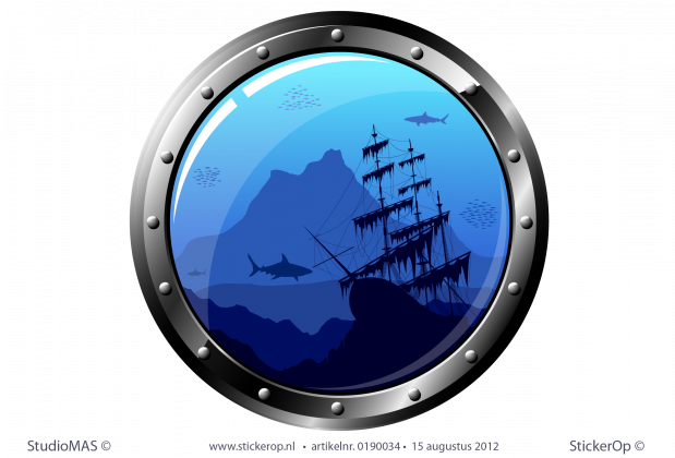 Muursticker thema muursticker kinderkamer patrijspoort gezonken piratenschip