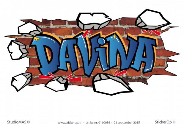Muursticker graffiti type G - Davina muursticker graffiti Davina