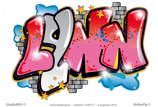 Muursticker full colour Graffiti vrije hand - Lynn muursticker full colour Graffiti vrije hand Lynn