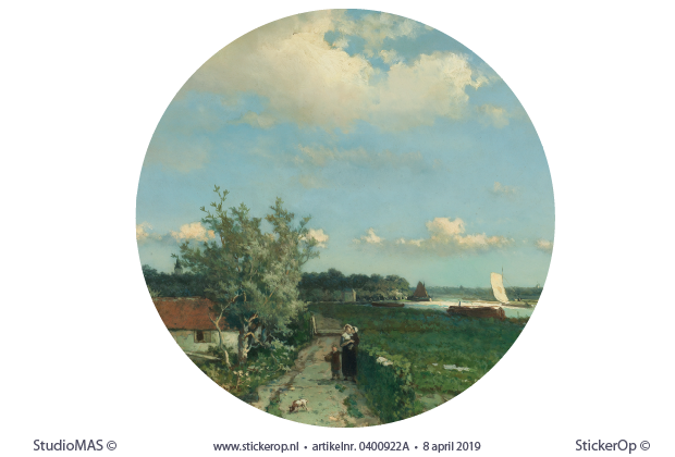 De trekvliet bij Rijswijk - cirkel uitsnede - Johan Hendrik Weissenbruch trekvliet bij Rijswijk-Johan Hendrik Weissenbruch-cirkel