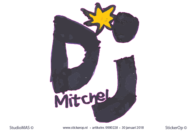 Muursticker logo DJ Mitchel logo DJ Mitchel