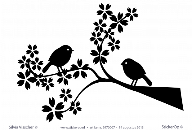 muursticker kinderkamer Silvias vogeltjes op tak