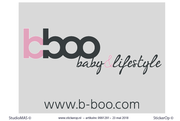 Raamsticker zakelijk gebruik - logo B-Boo in zandstraalfolie raamstickers zakelijk gebruik - logo B-BOO met zandstraalfolie