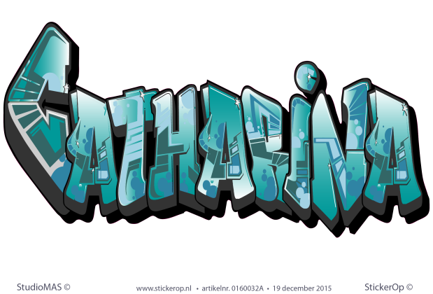 Muursticker full colour graffiti - Catharina muursticker graffiti Catharina
