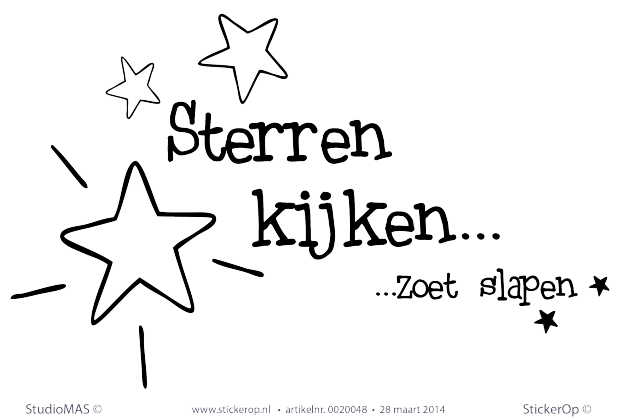 Muurstickers thema muursticker tekst kinderkamer sterren kijken zoet slapen