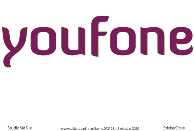 Muur-, deursticker zakelijk logo - Youfone - full colour - zakelijk logo - Youfone