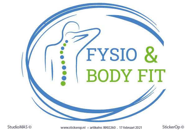 Raamstickers eigen logo - Fysio & Body fit - 2 kleuren raamsticker van zakelijk logo - Fysio Bodyfit