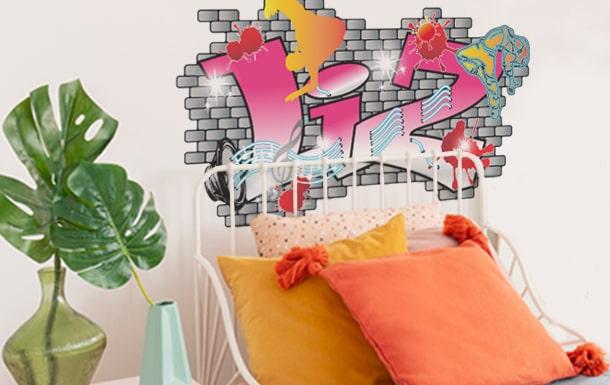 Muursticker graffiti love met hiphop Liz-min