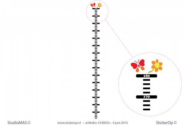 muursticker kinderkamer groeimeter 30 tot 180 cm