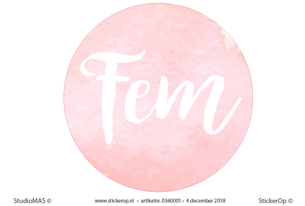 aquarel dot (stip) met eigen naam - Fem