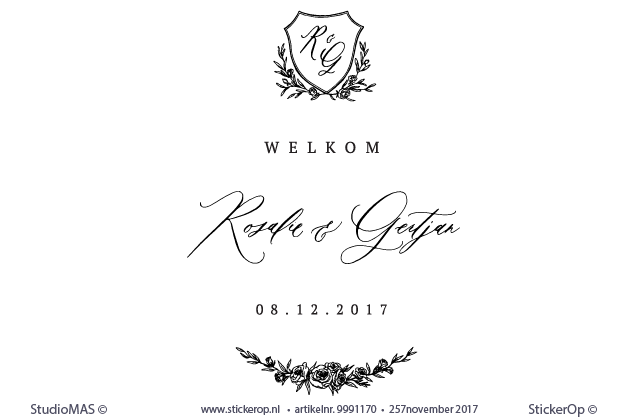 Sticker welkomsbord bruiloft