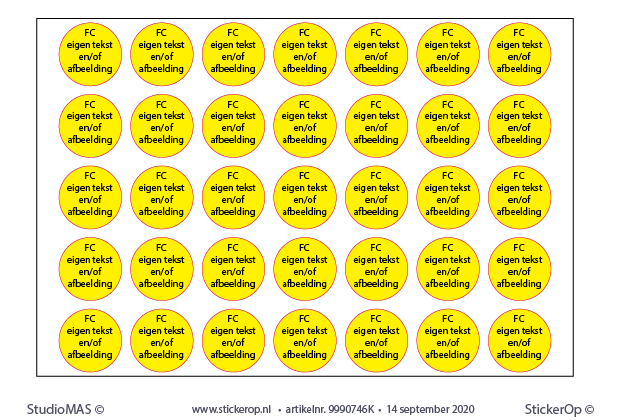 stickers rond 35 mm - eigen afbeelding fc - per 4 vel met elk 35 stickers