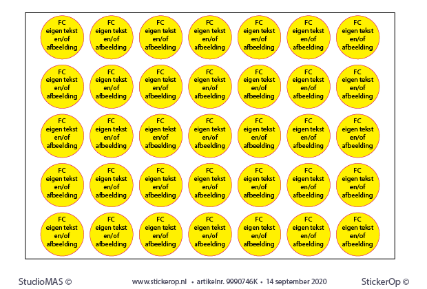 Ronde stickers 35 mm met fc bedrukking - per 4 vel met elk 35 stickers. stickers rond 35 mm - eigen afbeelding fc - per 4 vel met elk 35 stickers