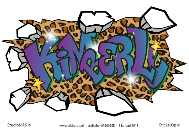 muursticker graffiti luipaard - Kimberly