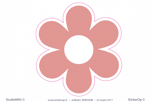Muurstickers van zelf gemaakte tekening - Mirjam's bloempje muursticker eigen tekening Mirjams bloem