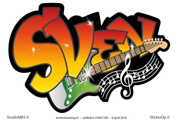 Muurstickers graffiti - Sven muursticker muzikale graffiti Sven