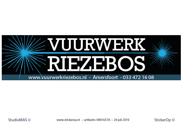 Digitale opmaak reclamebord 325 x 120 cm - Riezebos Vuurwerk reclamebord 325 x 82 cm - Riezebos vuurwerk